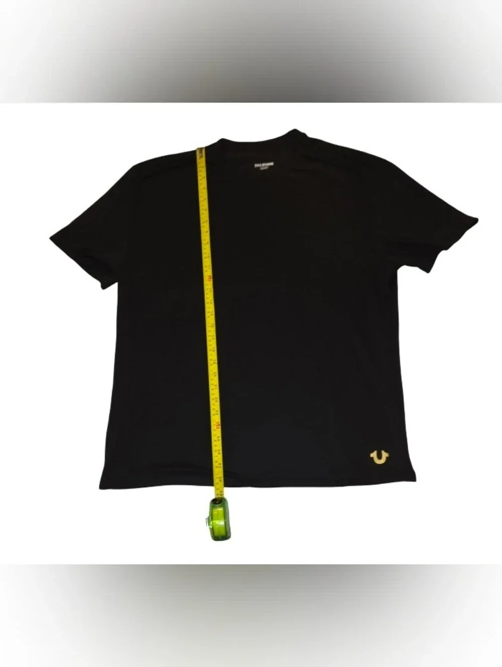 True Religion Men’s Black Crew Neck T-Shirt with Gold Logo